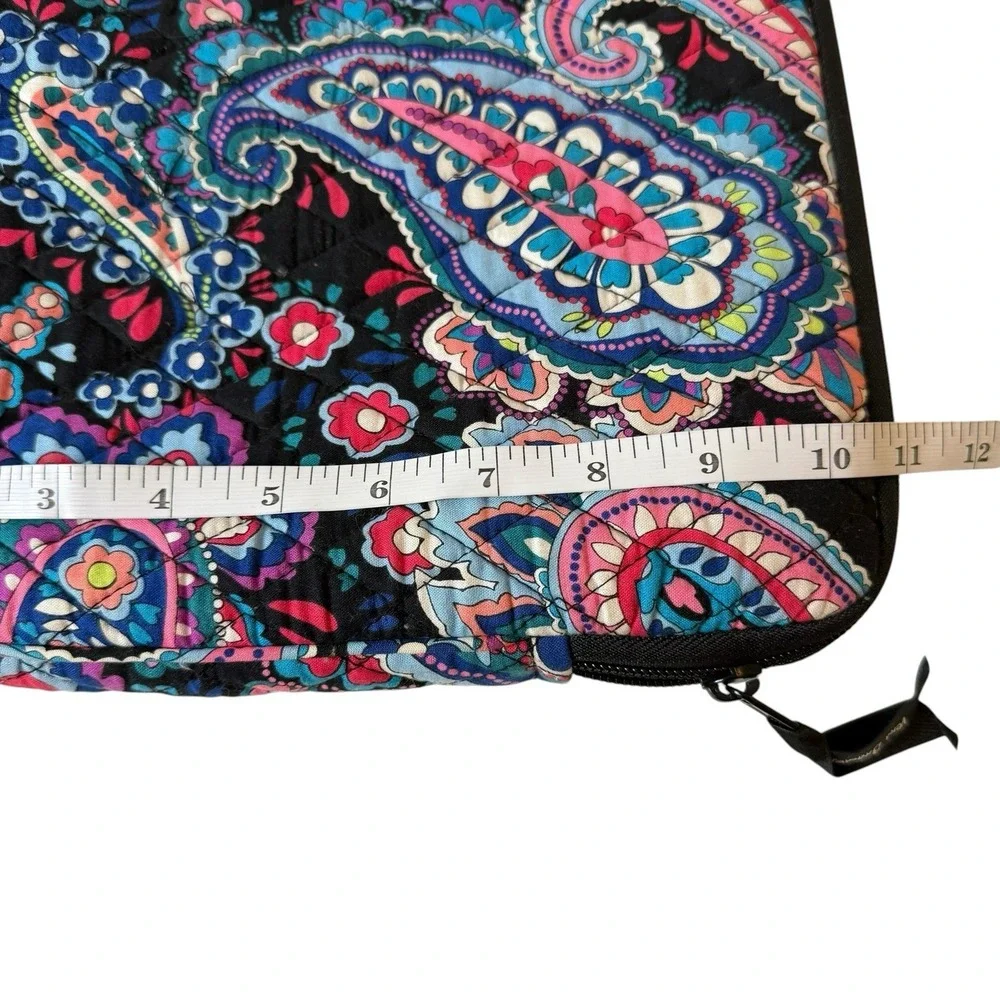 Vera Bradley Laptop Sleeve Quilted Black Haymarket Paisley 14x11 Classic Office